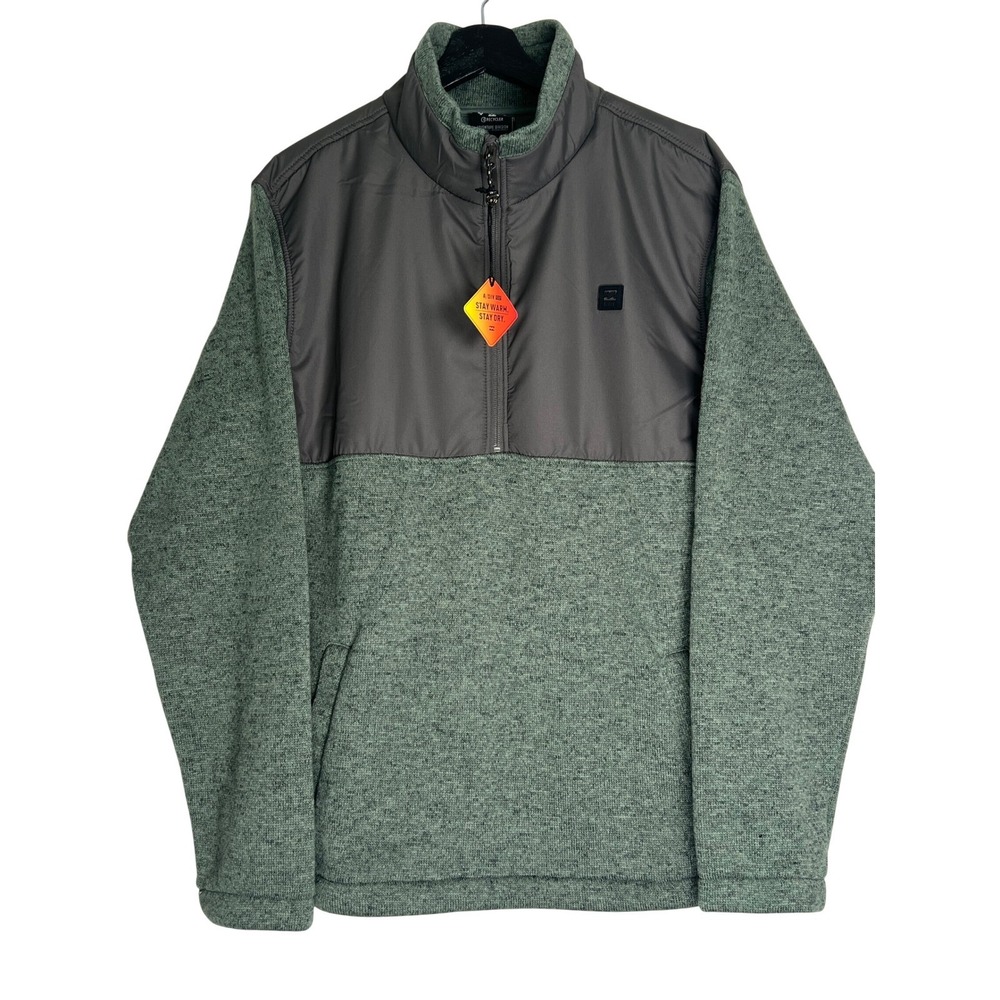NEW Billabong Adventure Division Mens L Sage Green Half Zip Mixed Media Pullover